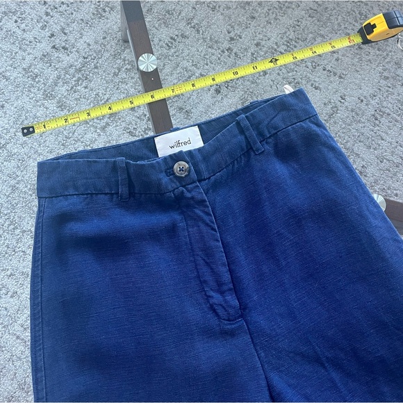 Aritzia Wilfred Linen Navy Blue Casual Garment Preppy Neutral Pants Sz 2 - Picture 5 of 14